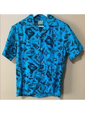 UI-MAIKAU vintage Blue Hawaiian Print Shirt. Men’s medium. Excellent condition